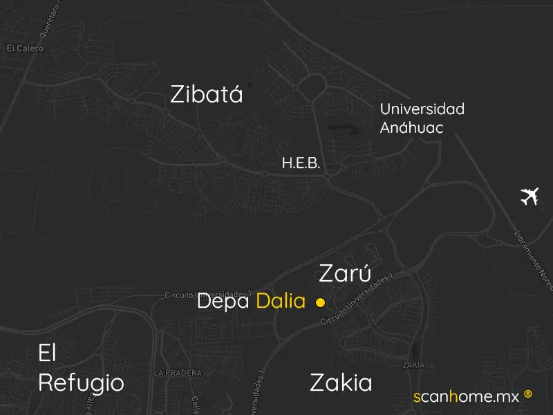 Mapa de ubicación Modelo Depa Dalia, Torre de Piedra Zaru