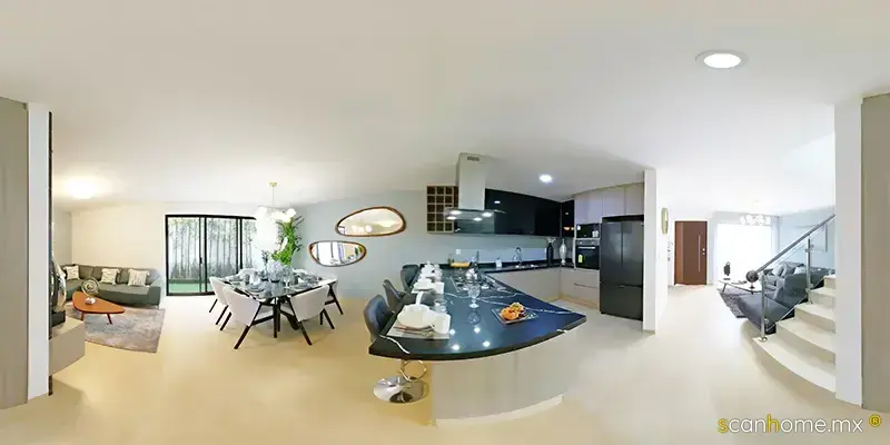 Planta Baja Modelo Olivo: Cocina en cuarzo Marquina y área de servicio independiente